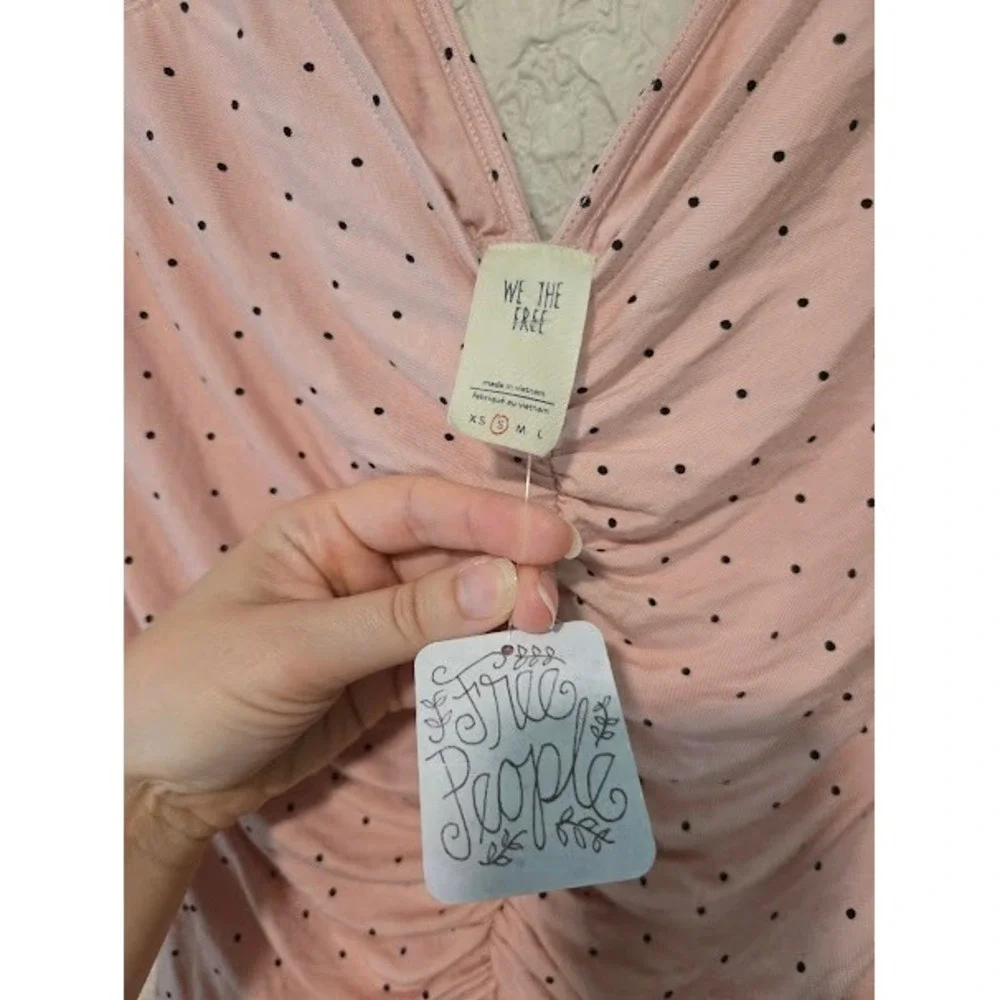 Free People Pink Polka Dot Blouse